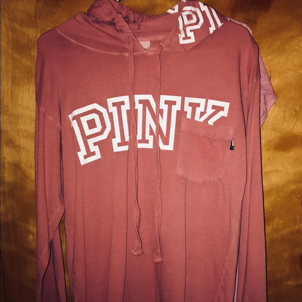 pink victorias secret hooded jersey